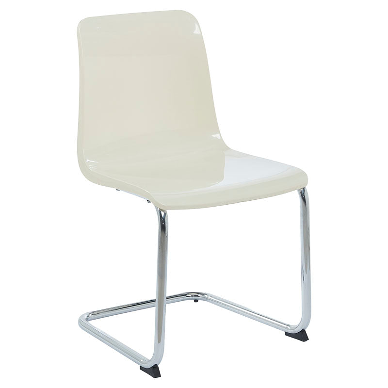 Silla decorativa tela y metal beige soporta hasta 150 kg