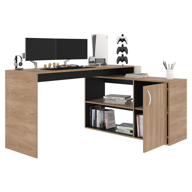 Escritorio en L Axis de melamina fresno - wengue 76,5 x 151,5 x 116,5 cm
