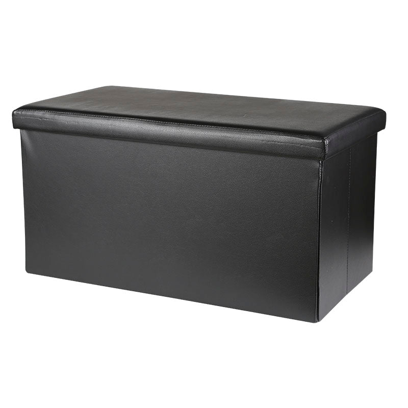 Ottoman, black MDF base, faux leather, supports 130 kg, 41 x 77 x 41 cm