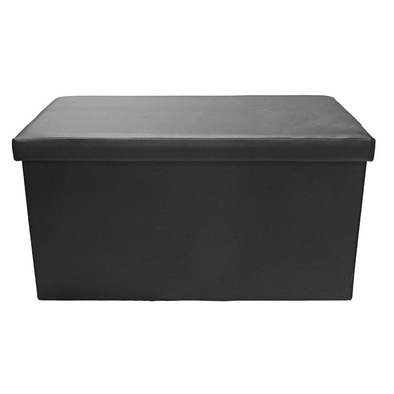 Ottoman, black MDF base, faux leather, supports 130 kg, 41 x 77 x 41 cm