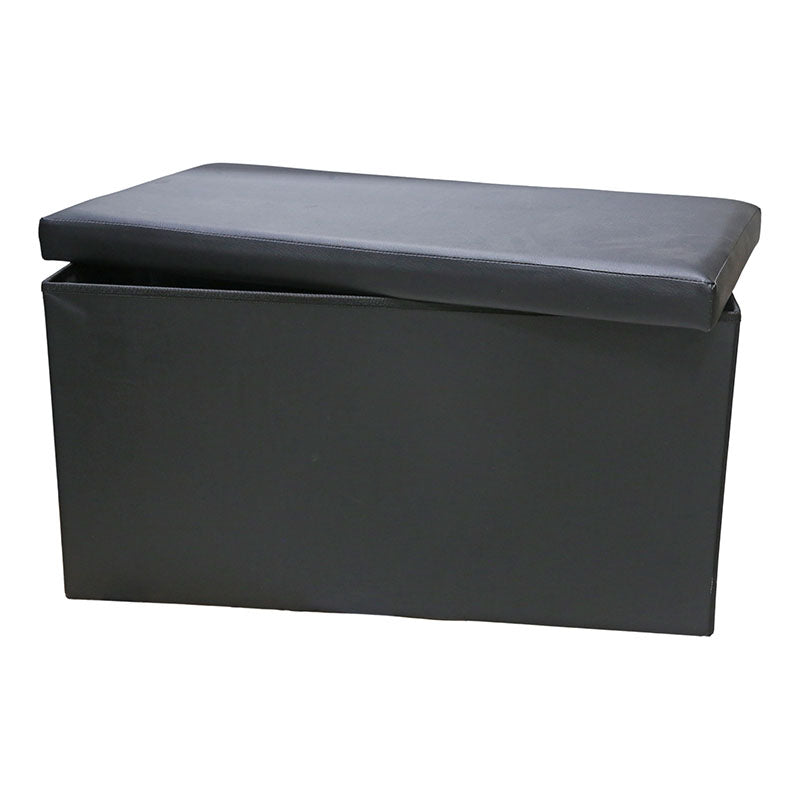 Ottoman, black MDF base, faux leather, supports 130 kg, 41 x 77 x 41 cm