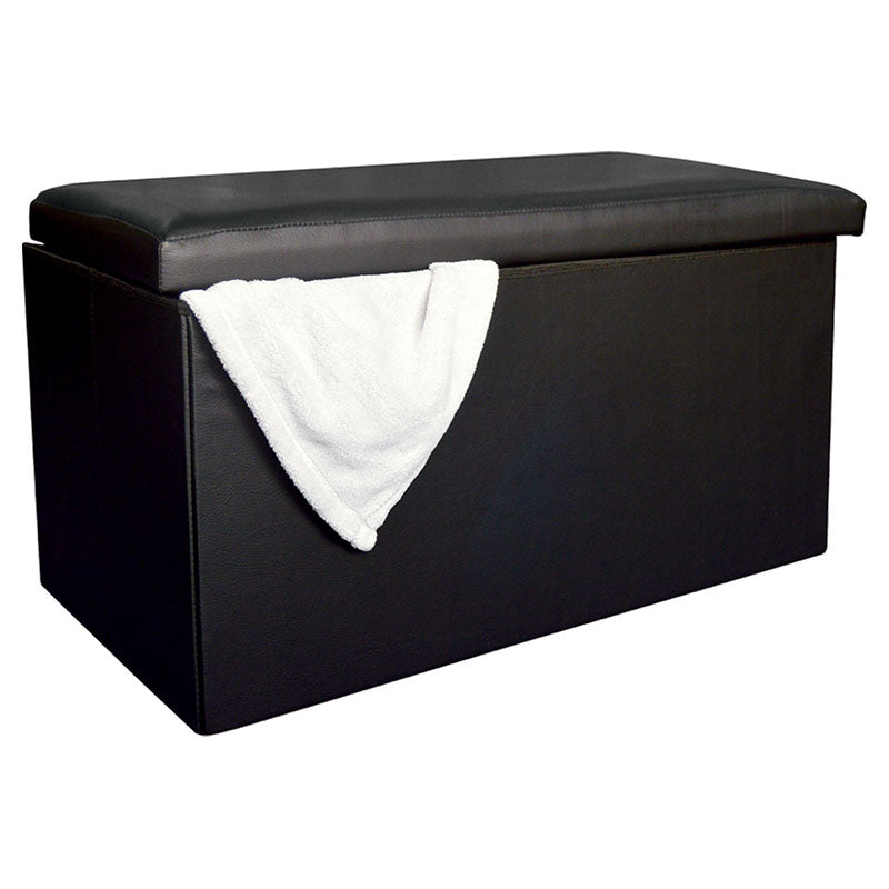 Ottoman, black MDF base, faux leather, supports 130 kg, 41 x 77 x 41 cm