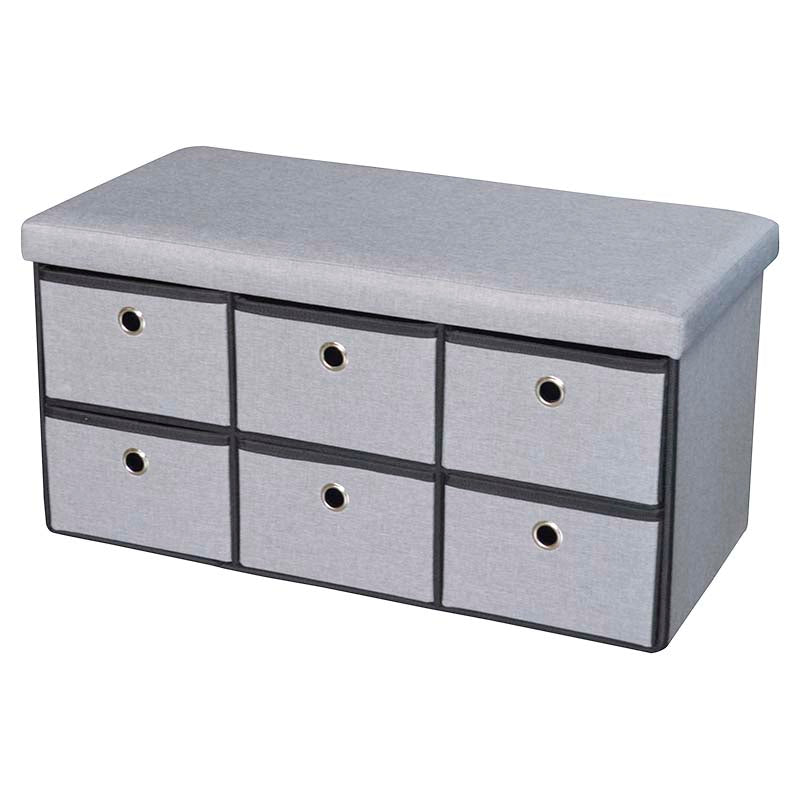 Ottoman lino base mdf gris soporta 130 kg 38 x 77 x 38 cm
