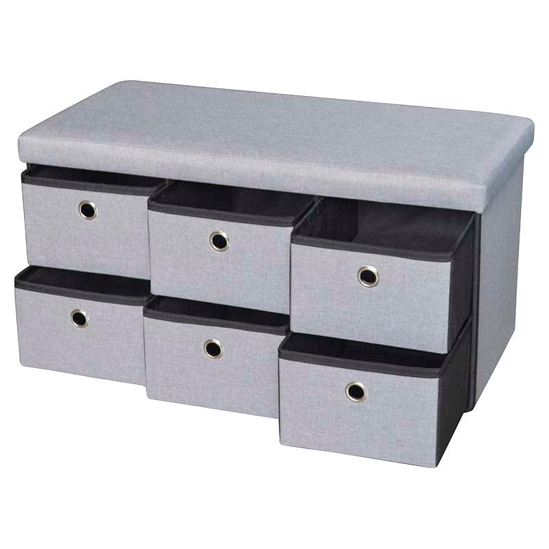 Ottoman lino base mdf gris soporta 130 kg 38 x 77 x 38 cm