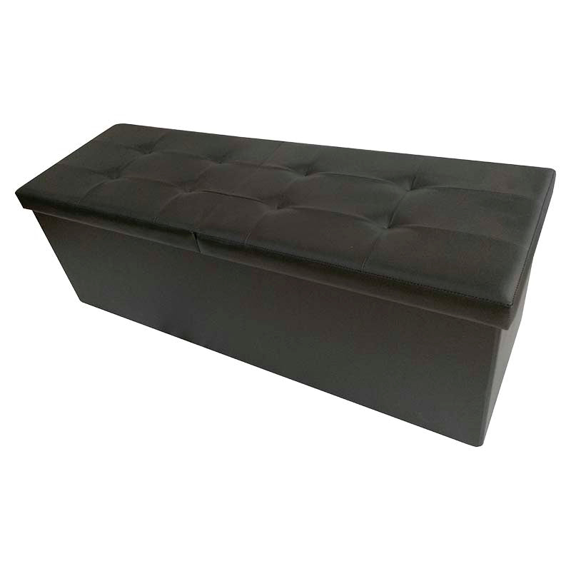 Ottoman cuerina base mdf negro soporta 130 kg 38 x 110 x 38 cm