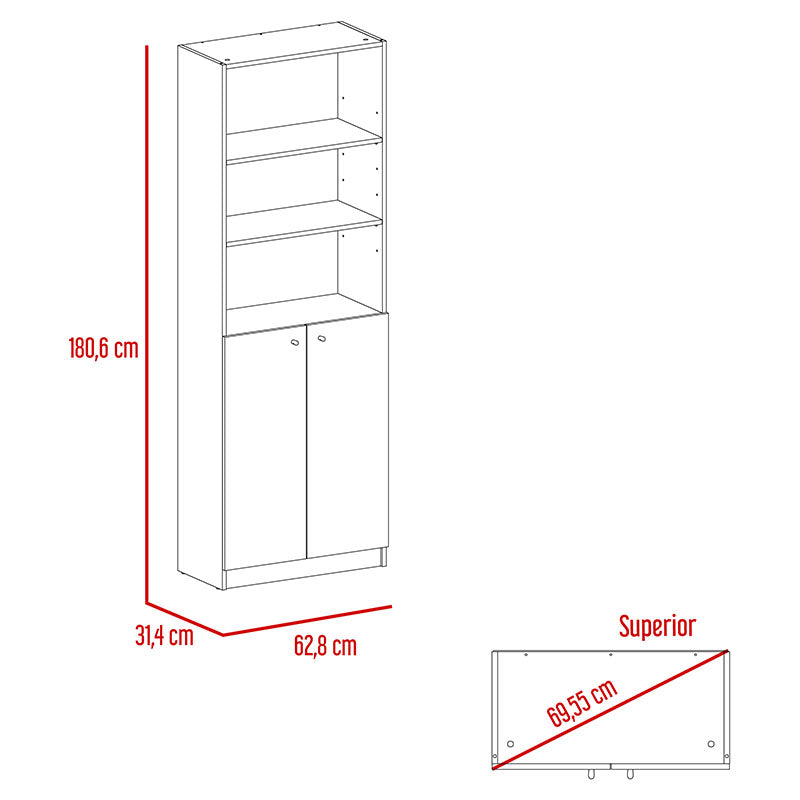 Biblioteca Home 4 wengue de melamina 180,6 x 62,8 x 31,4 cm