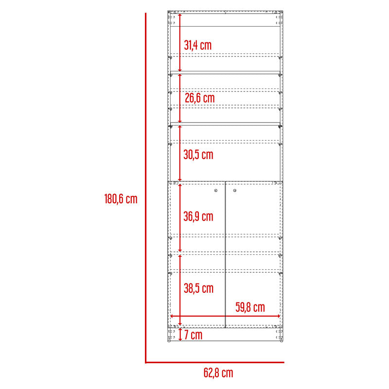 Biblioteca Home 4 wengue de melamina 180,6 x 62,8 x 31,4 cm