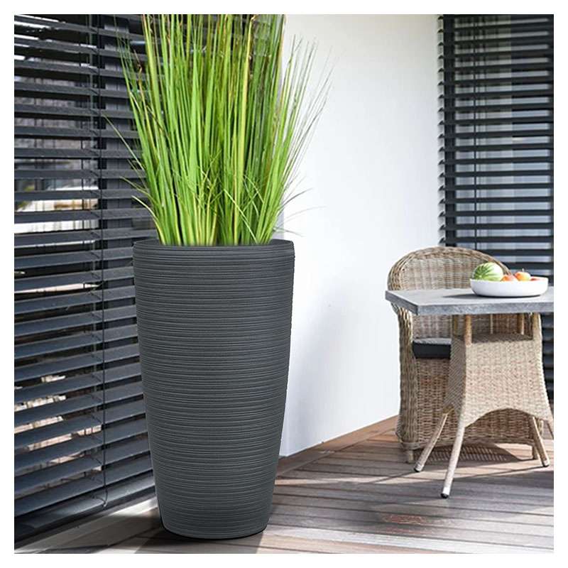 Maceta poliresina 23 x 42 cm gris