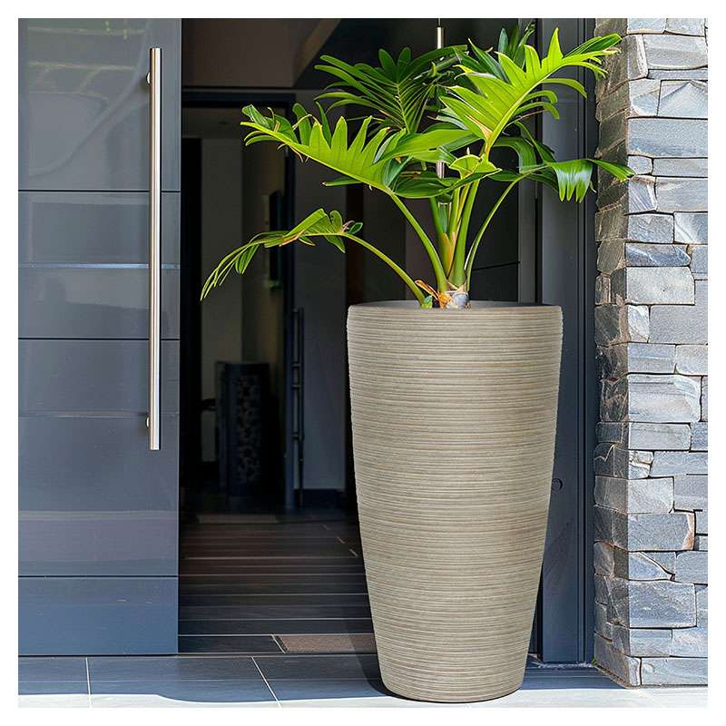 Maceta poliresina 23 x 42 cm beige