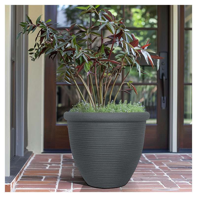 Maceta poliresina 49 x 42 cm gris