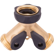 2-outlet brass manifold with shut-off valve