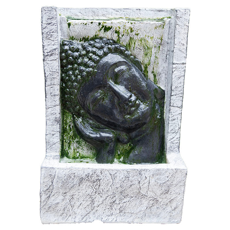 Fuente decorativa rostro buda gris oscuro 13.5 x 28 x 40 cm