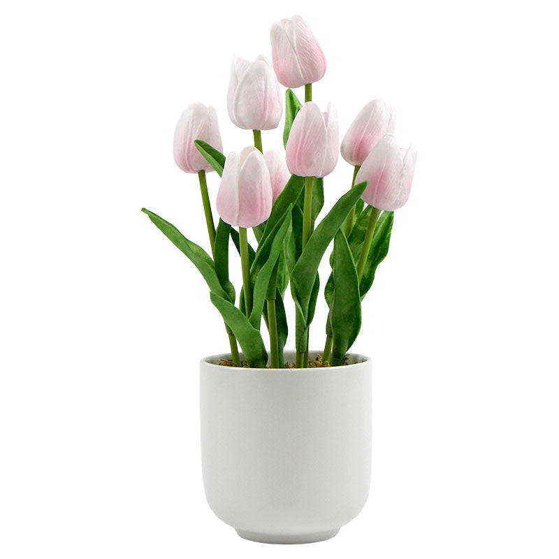 Planta artificial tulipán rosa polietileno verde 34 x 20 cm Basic Living