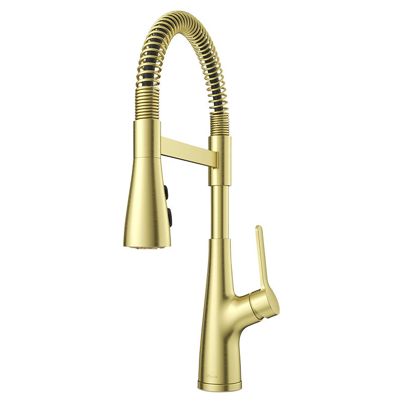 Grifo cocina monomando cuello resorte Neera Culinary oro cepillado
