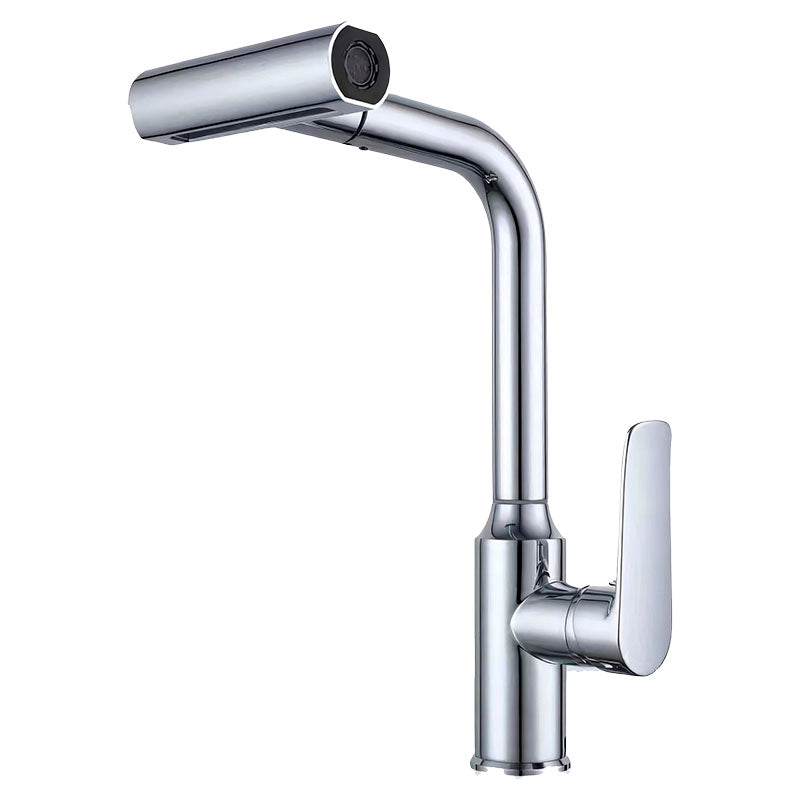 Grifo cromado de cocina extraíble monomando cuello alto
