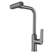 High-neck single-lever pull-out gunmetal kitchen faucet
