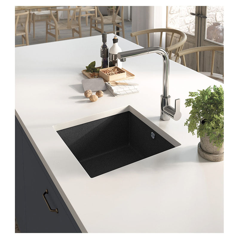 Marme Black Quartz Undermount Sink 50 x 50 x 30 Glossy