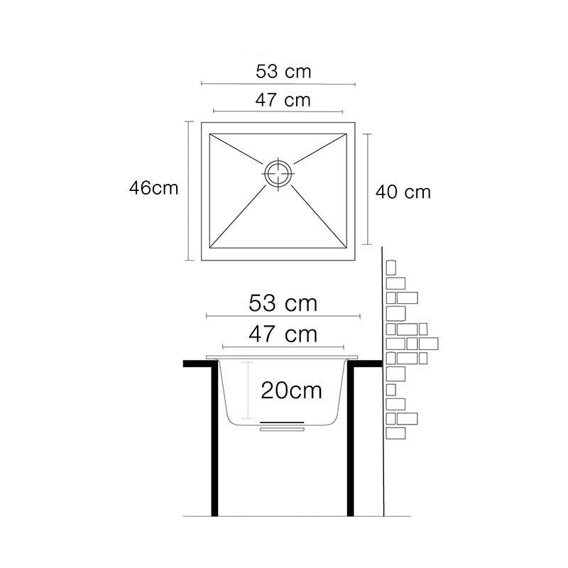 Marme Black Quartz Undermount Sink 50 x 50 x 30 Glossy