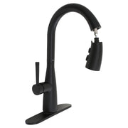 Grifo cocina cuello ganso monomando negro mate