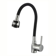 Brushed nickel single-lever gooseneck kitchen faucet