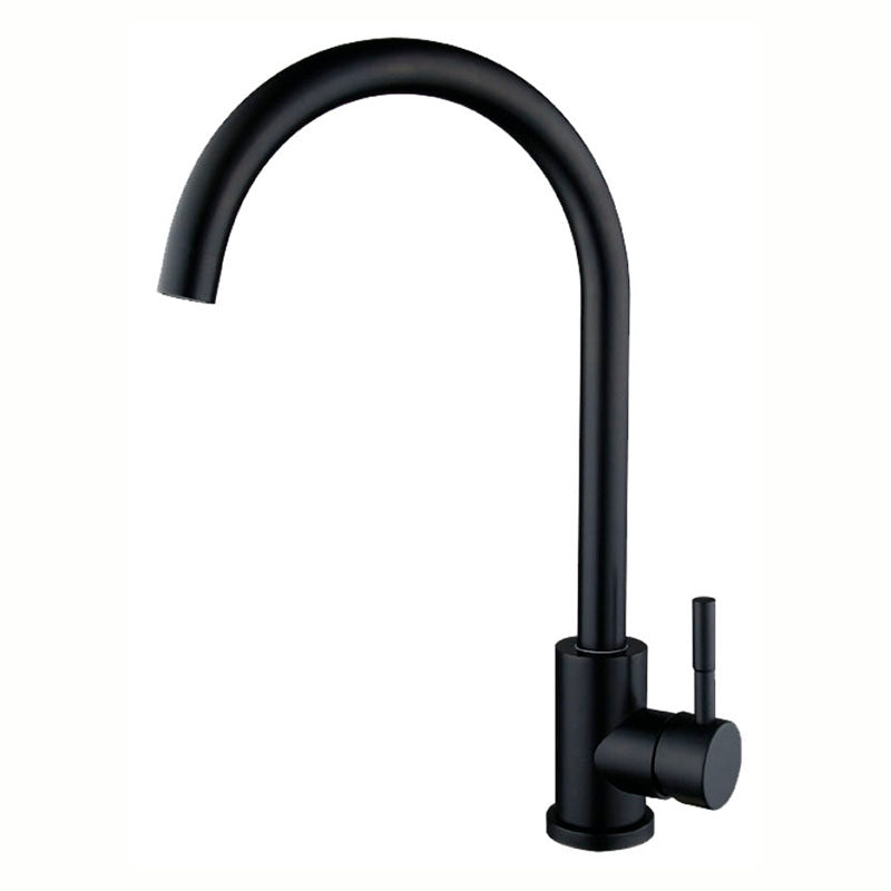 Matte black single-lever gooseneck kitchen faucet