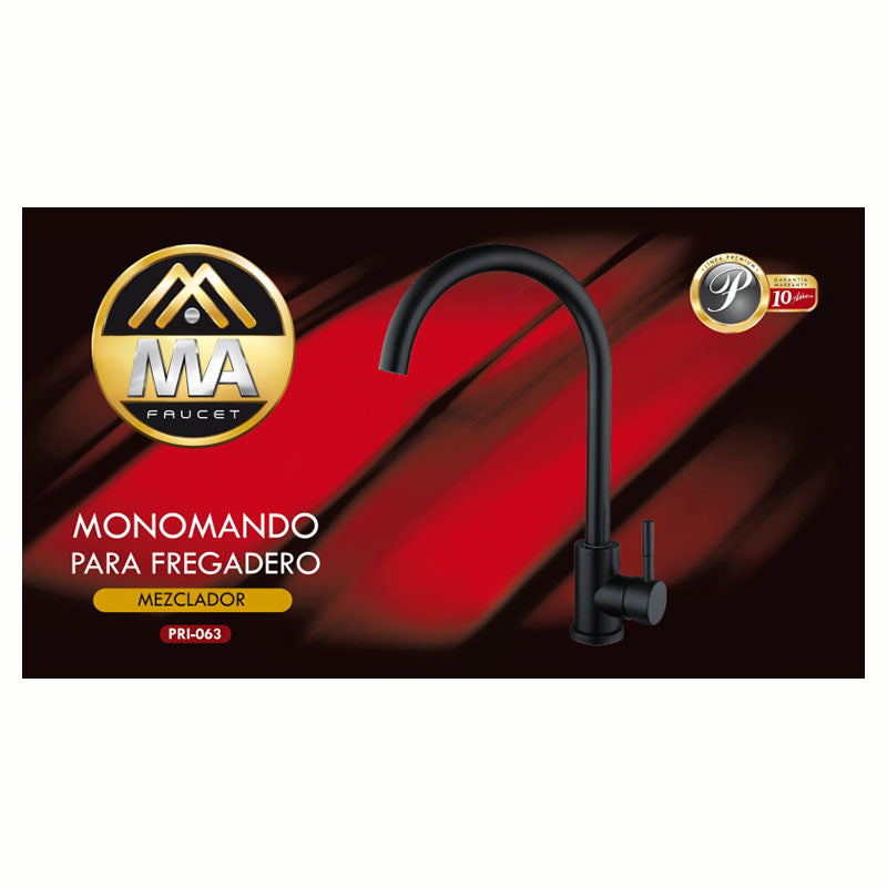 Matte black single-lever gooseneck kitchen faucet