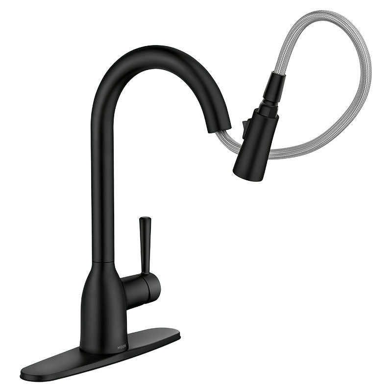 Grifo para cocina monomando cuello ganso Adler negro mate Moen