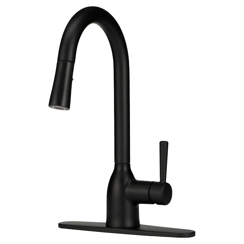 Grifo para cocina monomando cuello ganso Adler negro mate Moen
