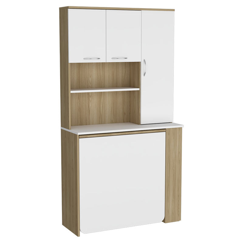 Kit de cocina luciana 170,2 x 90 x 35,6 cm fresno europeo y blanco nevado incluye mesa plegable