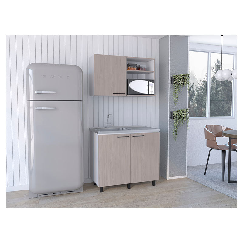 Kit de cocina Nápoles 100 cm blanco marquez y nacar incluye fregadero
