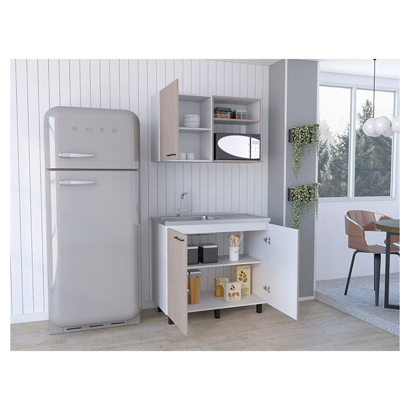 Kit de cocina Nápoles 100 cm blanco marquez y nacar incluye fregadero