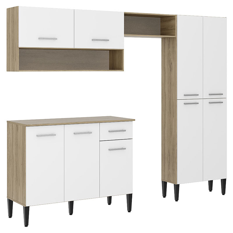 Mueble de Cocina Arizona roble y blanco 229 x 182 x 44 cm