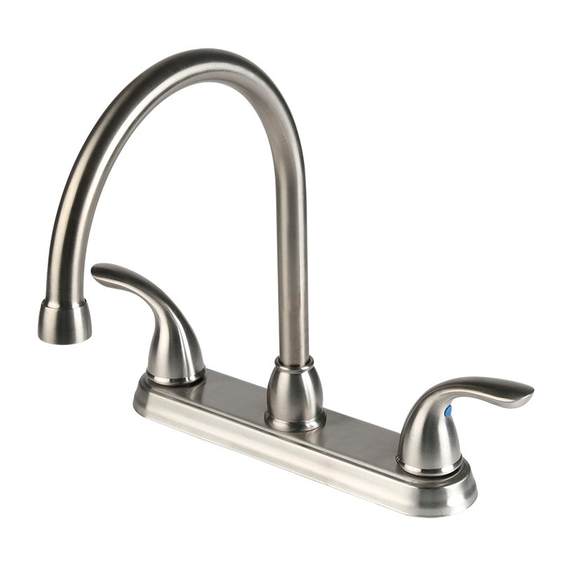 Pfirst Series 8" kitchen faucet polished chrome two-handle gooseneck