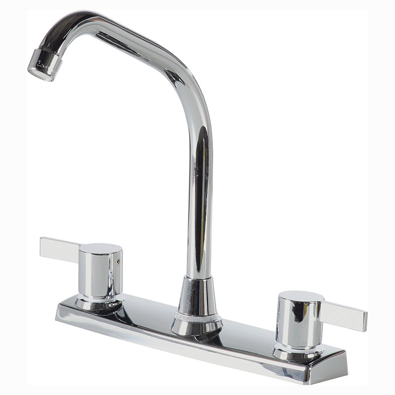 Grifo cocina 8" cuello alto Quadrado cromo pulido dos mandos tipo palanca