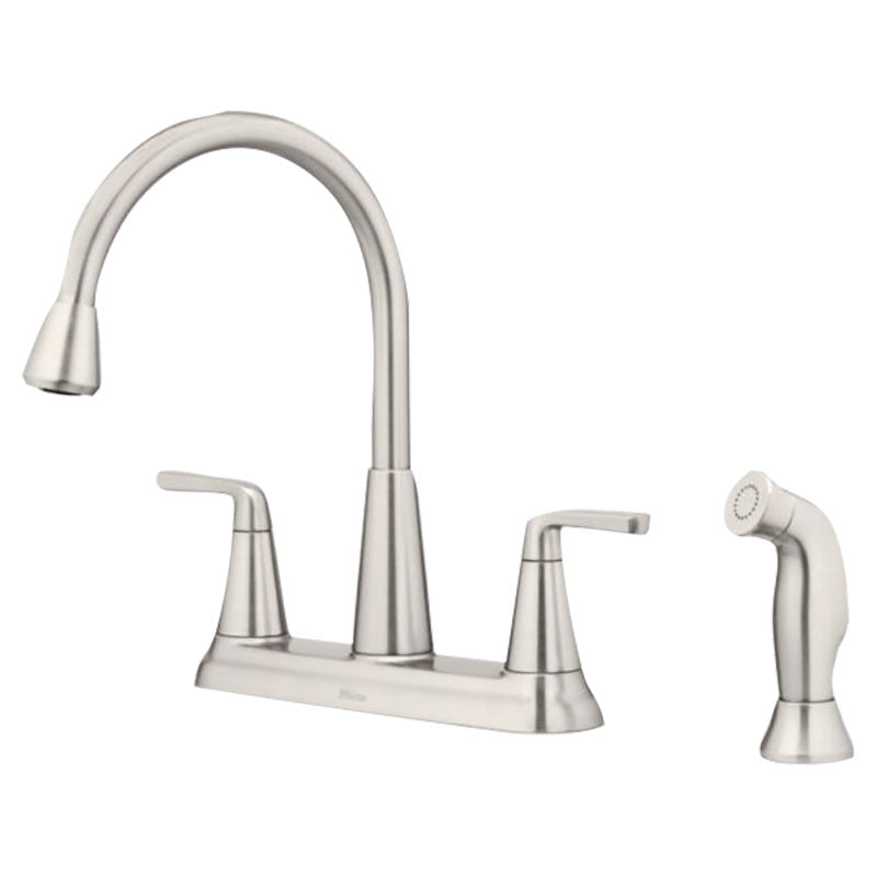 Grifo cocina 8" cuello ganso Allegan acero inoxidable con Spot Defense dos mandos tipo palanca