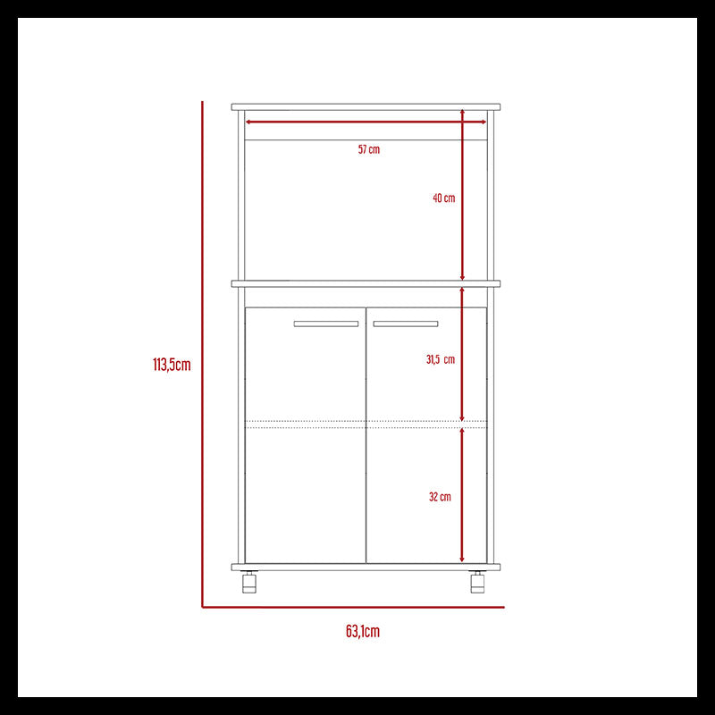 Mueble auxiliar microondas Manchester 113,5 x 63,1 x 36,1 cm wengué