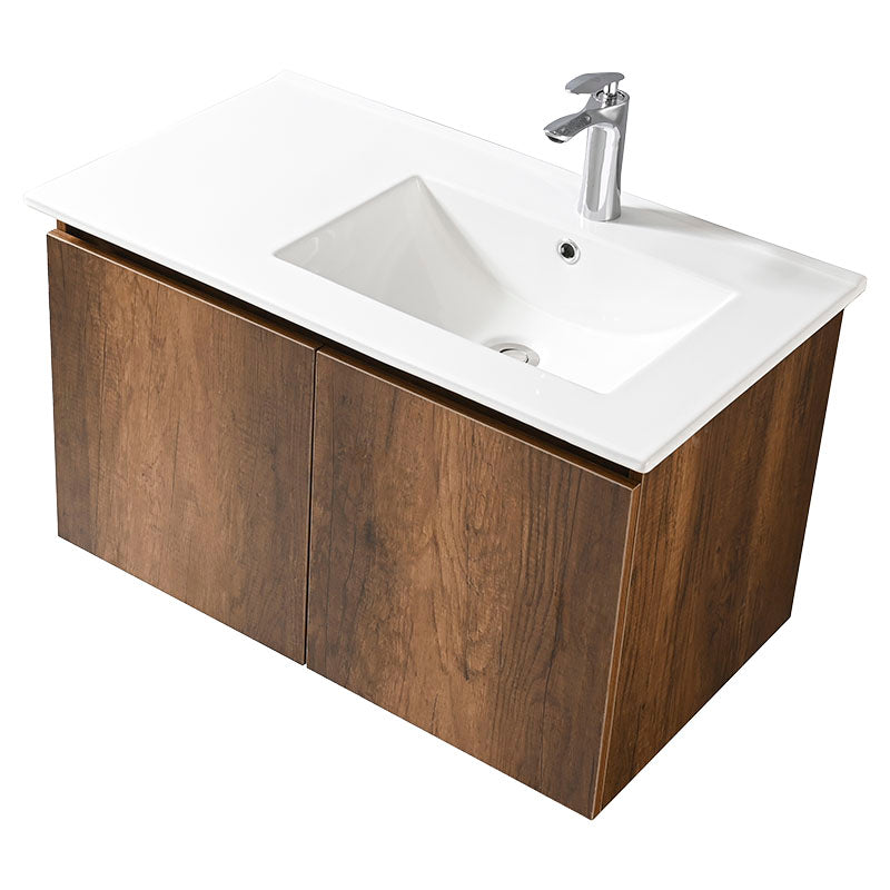 Mueble de baño Benín MDF 48 x 81 x 46 cm marrón incluye lavamanos y desagüe