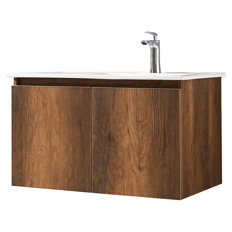 Mueble de baño Benín MDF 48 x 81 x 46 cm marrón incluye lavamanos y desagüe