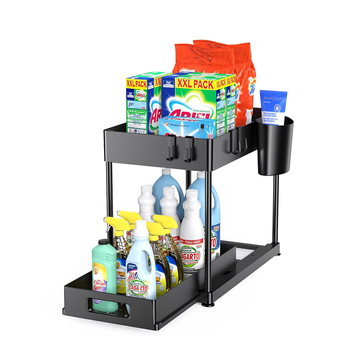 Organizador 2 niveles negro mate Basic Living
