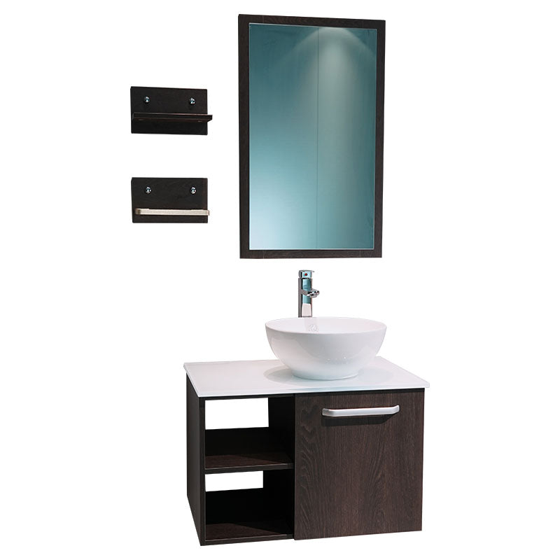 Mueble de baño Brazil MDF 90 x 52 x 55 cm gris y espejo (lavamanos se vende por separado)