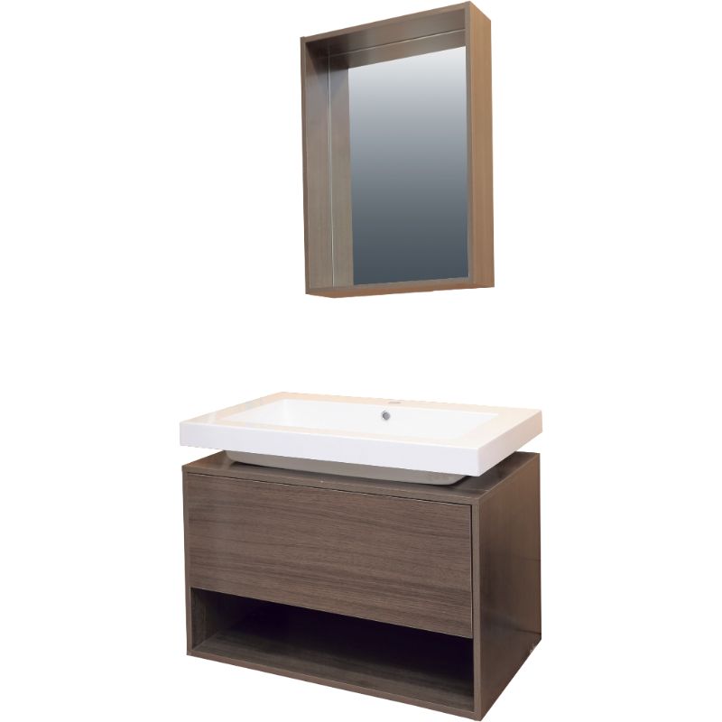 Maratea bathroom vanity MDF 81 x 46 x 60 cm walnut includes sink and mirror