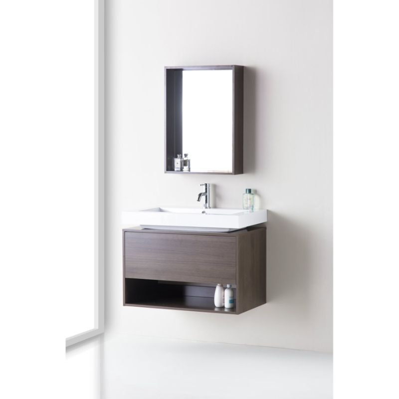Maratea bathroom vanity MDF 81 x 46 x 60 cm walnut includes sink and mirror