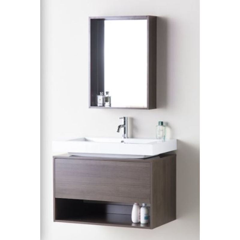 Maratea bathroom vanity MDF 81 x 46 x 60 cm walnut includes sink and mirror