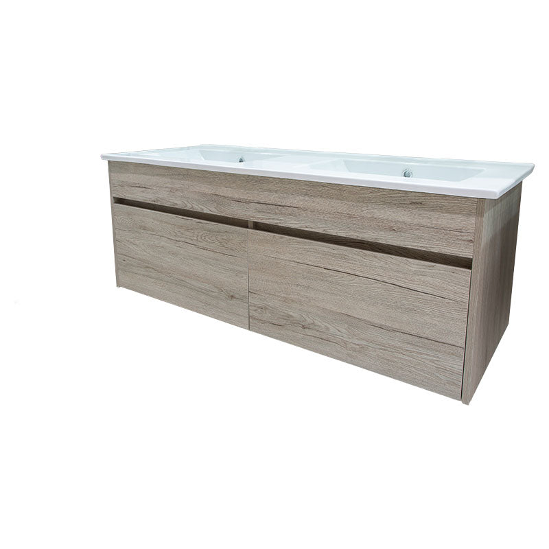 Mueble de baño Guatemala MDF 120 x 46 x 47 cm marrón incluye lavamanos y espejo