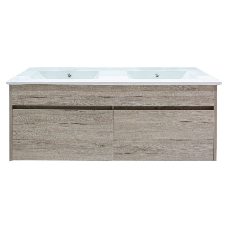 Mueble de baño Guatemala MDF 120 x 46 x 47 cm marrón incluye lavamanos y espejo