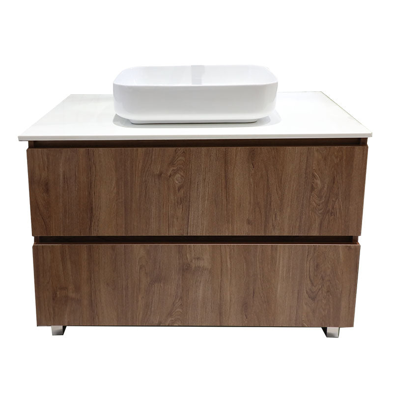 Mueble de baño MDF, cerámica y melamina café 100 x 56 x 85 cm incluye lavamanos