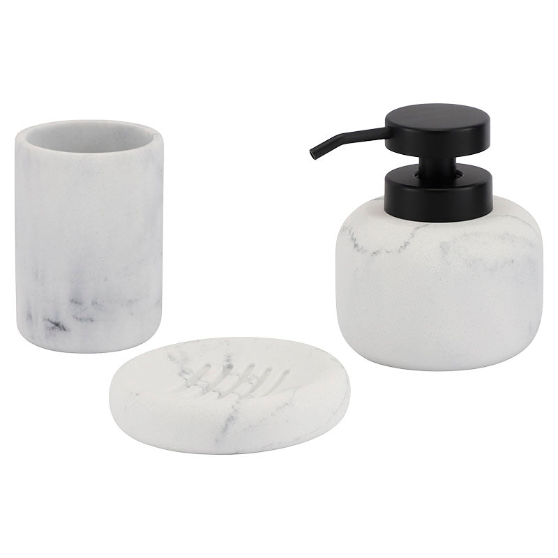 Set de accesorios de baño 3 piezas mate mármol
