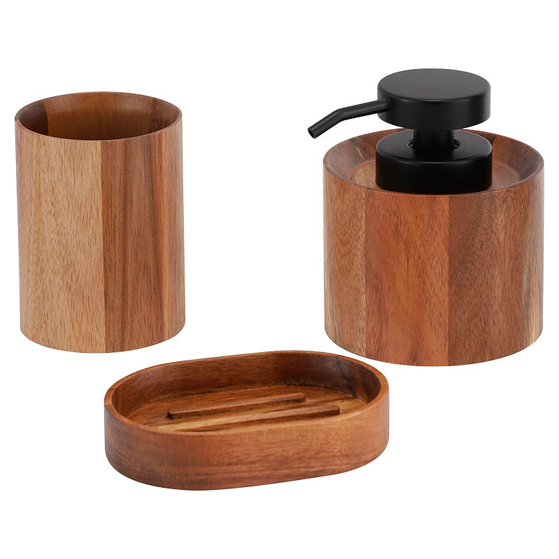 Set de accesorios de baño 3 piezas mate marrón