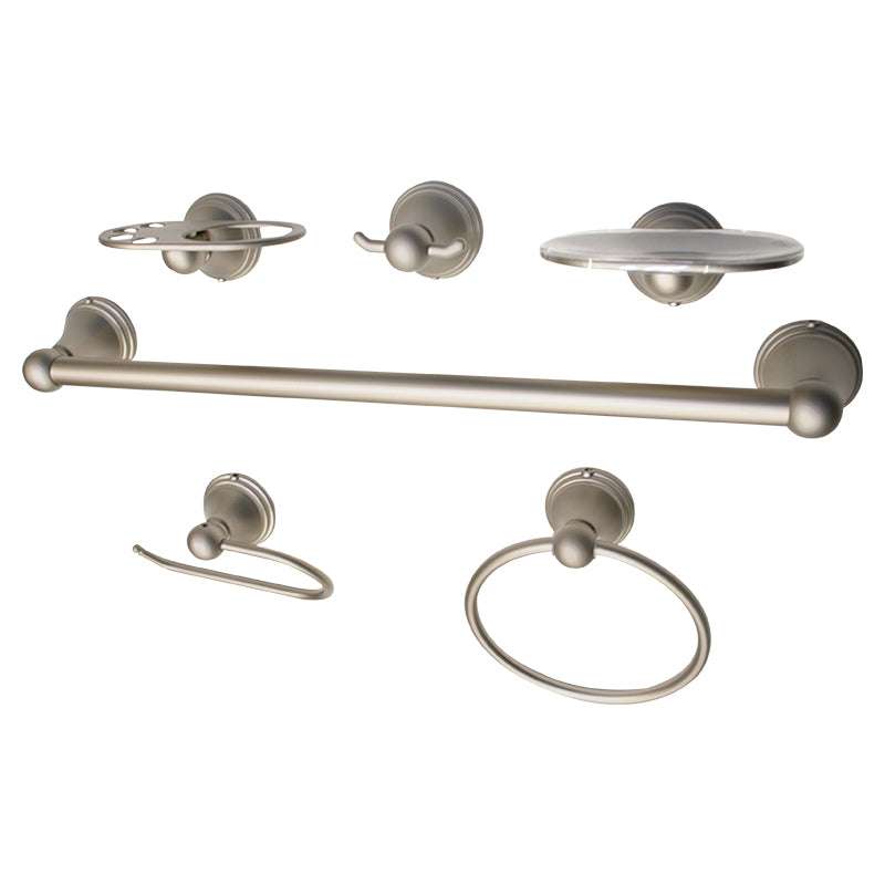 Set de accesorios para baño 6 piezas níquel cepillado