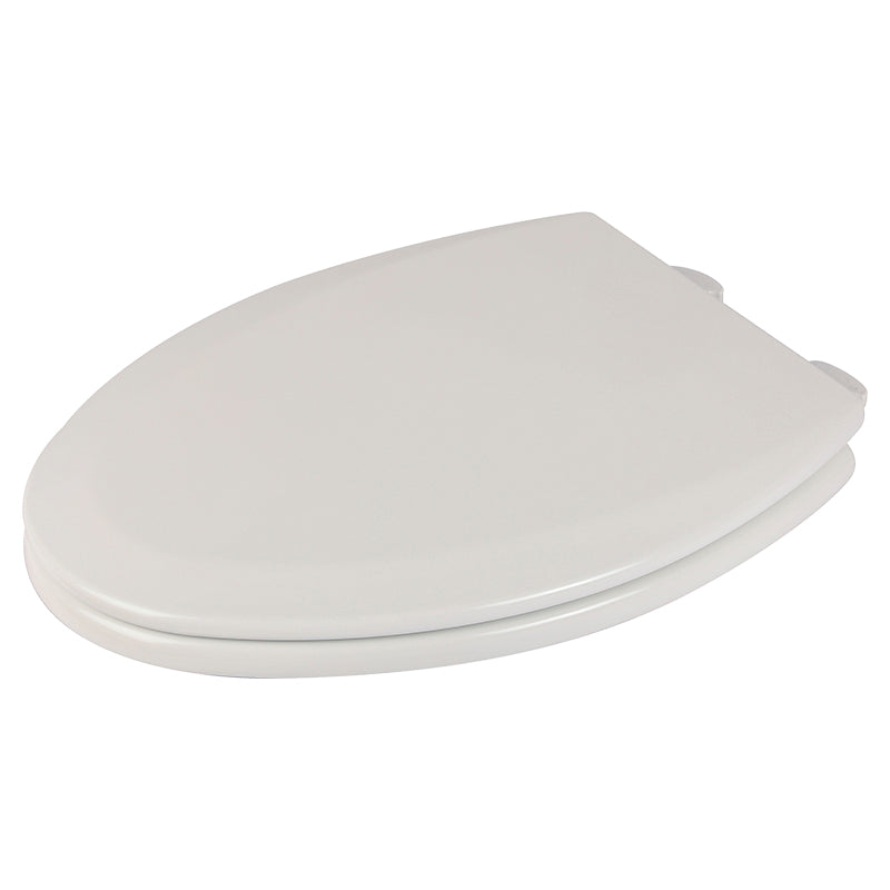 Tapa de inodoro de madera elongada blanca